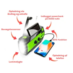 Nødradio med håndsving - 4000 mAh